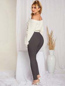 SHEIN SXY 高腰修身打底褲 - 深灰色 - 查看 2