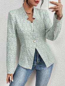 SHEIN LUNE 女士提花單鈕西裝外套 - 薄荷綠 - 查看 6