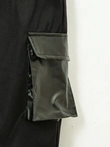 Toddler Boys' Chinese Style Embroidered Long Sleeve Shirt With Button-front And Patch Pocket, And Cuffed Pants Set