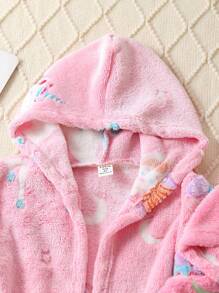 Girls' (little) Reflective Cartoon Pattern Printed Bathrobe Home Clothes - Multicolor - View 4