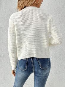 SHEIN Essnce Của phụ nữ Áo len Mở Áo len - trắng - Xem 2