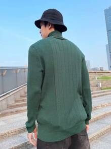 Manfinity Homme Màu thuần Áo cao cổ Áo len Cho nam giới - màu xanh lá - Xem 2