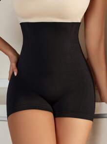 Solid Cut Out Back Shapewear Shorts