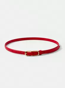 MOTF PREMIUM SLIM GOLDTONE BUCKLE BELT ELEGANT,SCHOOL - Red - View 3