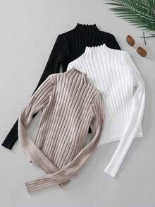 SHEIN Unity 女士純色立領毛衣 - 彩色 - 查看 5