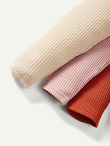 Cozy Pixies Baby Girls' 3pcs Solid Colored Elastic Waist Pants With Button Detail - Multicolor - View 3