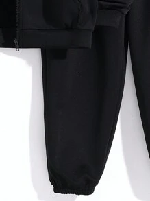 Cậu bé Tween Đồ họa Chữ cái Áo Hoodie & Quần thể thao - màu đen - Xem 6