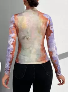 Barwiony Połowa Golf Szczupły Koszulka