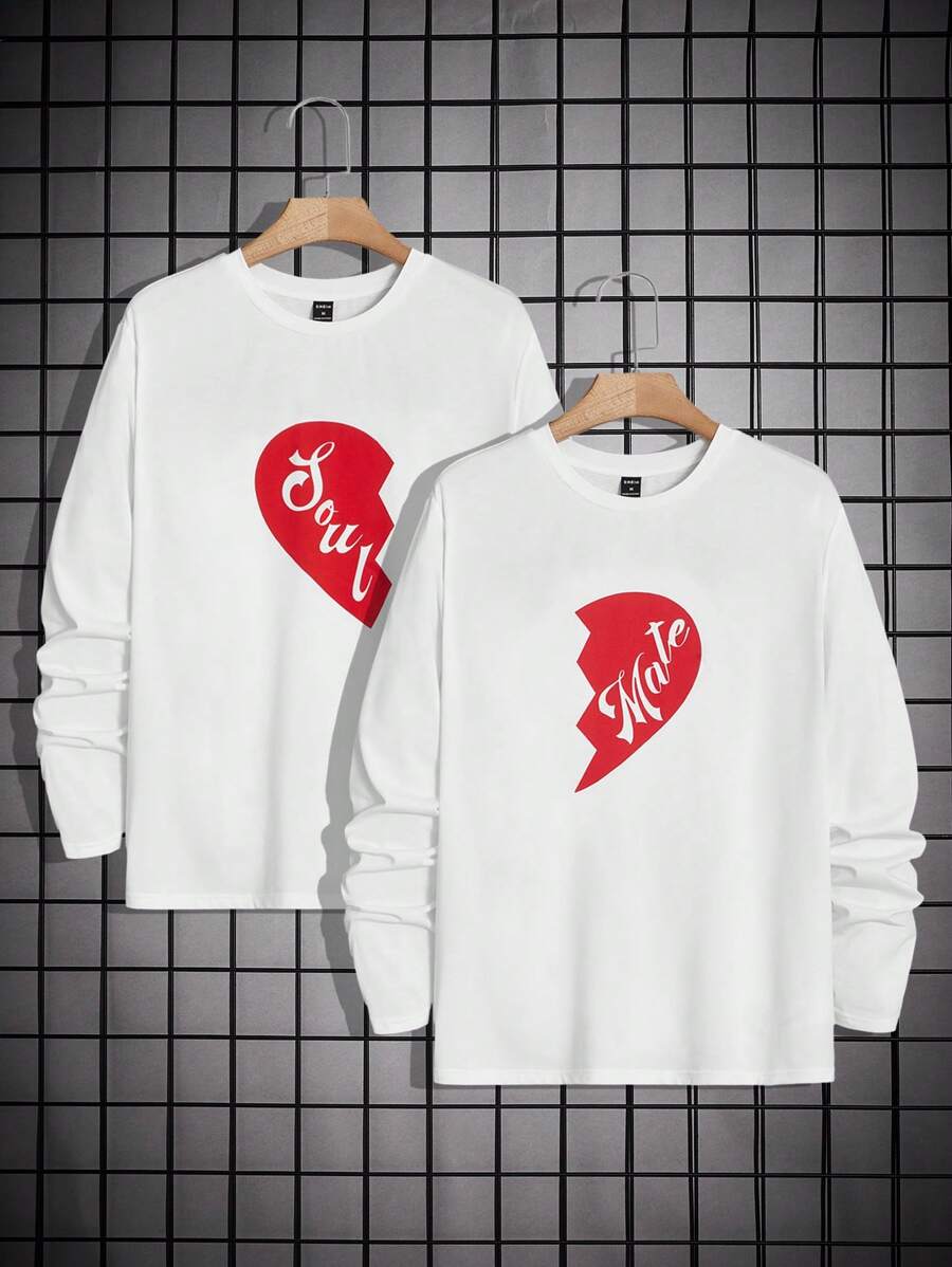 Manfinity VCAY 2pcs Knitted Casual Printed T-Shirt Multi-Piece Set - White - View 1