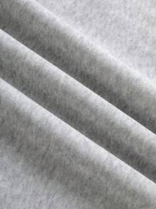 SHEIN EZwear Women's Eye And Moon Printed Hooded Fleece Sweatshirt With Drawstring - Grey - View 4