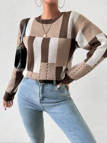 Chiquease 幾何圖案針織套頭毛衣 - 棕色 - 查看 3