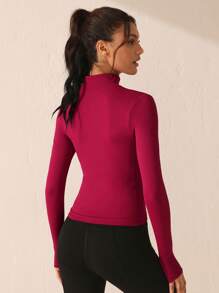 Lifespree Của phụ nữ Màu thuần Dây kéo mặt trước Thể thao Áo khoác - Đỏ - Xem 2