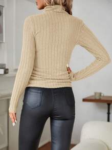 SHEIN Clasi Collar Ribbed T-shirt