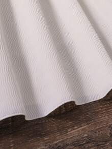 SHEIN Girls' Dress With Vertical Stripes, Flared Sleeves And Ruffle Detail In Apricot Color - Apricot - View 5