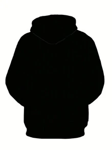 Men's Plus Size Christmas Wine Cup Print Drawstring Hoodie - Black - View 2