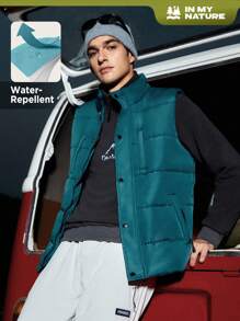 In My Nature Chaleco acolchado con cremallera para hombre, abrigo para exteriores - Azul - Ver 1