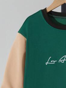 SHEIN Tween 男孩拼色圓領運動衫和運動褲套裝 - 彩色 - 查看 5