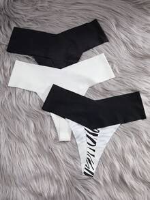 3 件/套斑馬圖案印花丁字褲內衣組合 - 彩色 - 查看 2