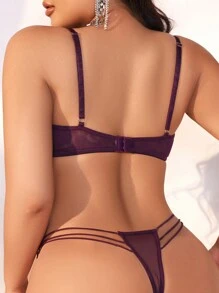 SHEIN 大尺碼胸罩和內褲套裝 - 紫色 - 查看 2