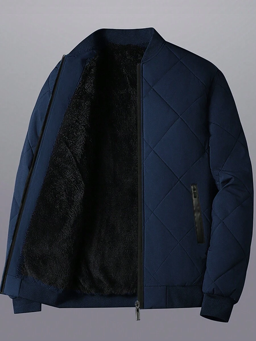 Manfinity Homme Abrigo acolchado con cremallera talla grande para hombre - Azul - Ver 1