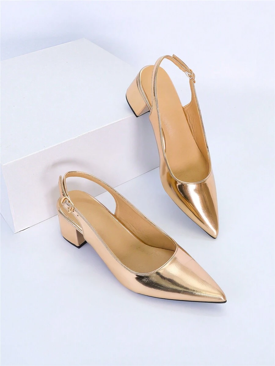 Của phụ nữ Phong cách Đơn giản Pointed Toe Dày Gót chân Giày Slingback Giày dép , Đúng mốt Cao gót Đối với Các bữa tiệc , Thanh lịch