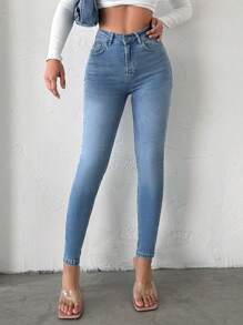 EURMUSE Women's Slim Fit Jeans - Medium Wash - View 1