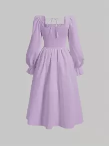 SHEIN MOD Women's Ruffle Flounce Sleeve Tie Belted Dress,Pastel Dresses For Women,Lavender Dress - Mauve Purple - View 2