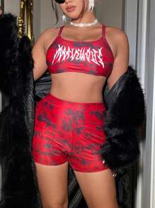 Swim EVENT Conjunto de bikini de talla grande con estampado, para playa de verano - Burdeos - Ver 3