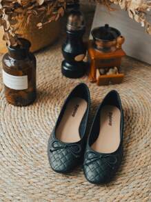 Styleloop Square Toe Quilted Pumps - Black - View 4