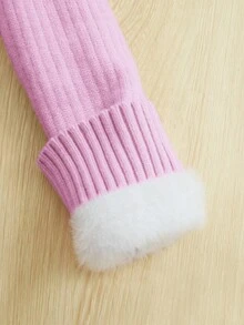 SHEIN Cô gái Màu thuần Cổ cao Lông cừu Áo chui đầu Áo len , Mùa Đông - Màu tím - Xem 5