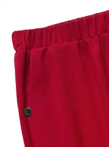 Đúng mốt Kích thước lớn Của phụ nữ Giải trí Quần Với Túi - Đỏ - Xem 6