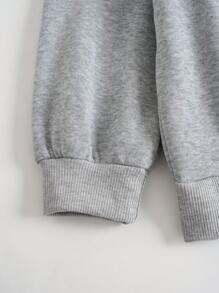 SHEIN EZwear 女士灰色字母印花連帽衫和黑色束口運動褲2件套裝 - 淺灰色 - 查看 5