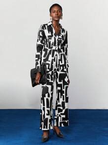 BizChic Ladies' Full Printed Shirt And Long Pants Suit - Multicolor - View 8