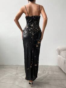 RueChic Sequin Bodycon Cami Cocktail Party Dress - Multicolor - View 2