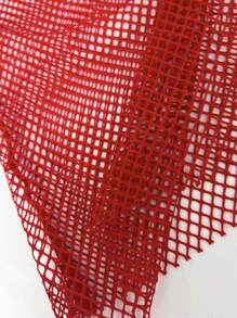 SHEIN Unity 女士純色網眼圓領長袖上衣 - 紅色 - 查看 5