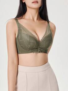 DAZY Women's Lace Lightly Padded Push-Up Bra Lingerie For Women - Green - View 9