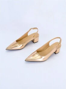 Của phụ nữ Phong cách Đơn giản Pointed Toe Dày Gót chân Giày Slingback Giày dép , Đúng mốt Cao gót Đối với Các bữa tiệc , Thanh lịch - Rượu sâm banh - Xem 8