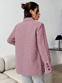 Flirla Blazer Ajustado A Cuadros Para Mujer