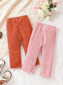 2pcs Baby Girls' Comfortable Mesh Ruffle Pants - Multicolor - View 2