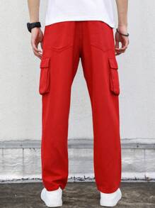 Manfinity EMRG Loose Fit Men's Solid Color Straight Leg Jeans With Flap Pockets