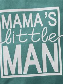 SHEIN 男嬰字母印花 T 卹 - 綠色 - 查看 3