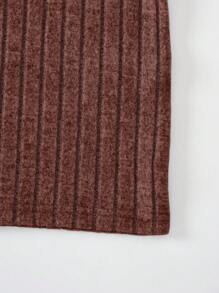 SHEIN EZwear 2入組實色針織背心裙和T恤套裝 - 棕色 - 查看 5