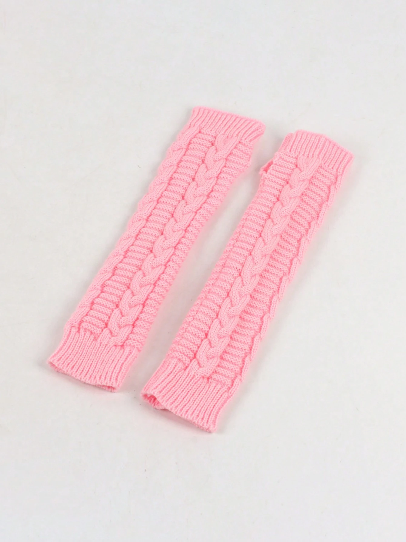 Our Kawaii 1pair Pink Knitted Women's Arm Warmers, Autumn/winter