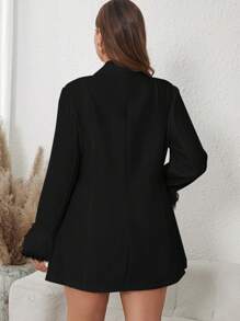 SHEIN Clasi 大尺碼女士雙排釦袖口西裝外套 - 黑色 - 查看 2