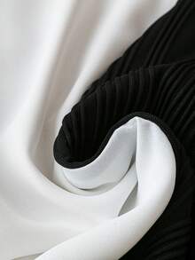 SHEIN LUNE 大尺碼拼色襯衫 - 黑與白 - 查看 3