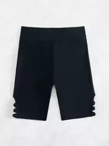 Swim SPRTY Women's Crossed & Split Bikini Bottom Carnival,Summer Beach - Black - View 3
