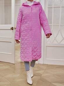 Chiquease Long Pink Padded Padded Coat Clothes Winter - Pink - View 3