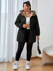 SHEIN EZwear Manteau matelassé pour femmes grandes tailles, pour l'hiver