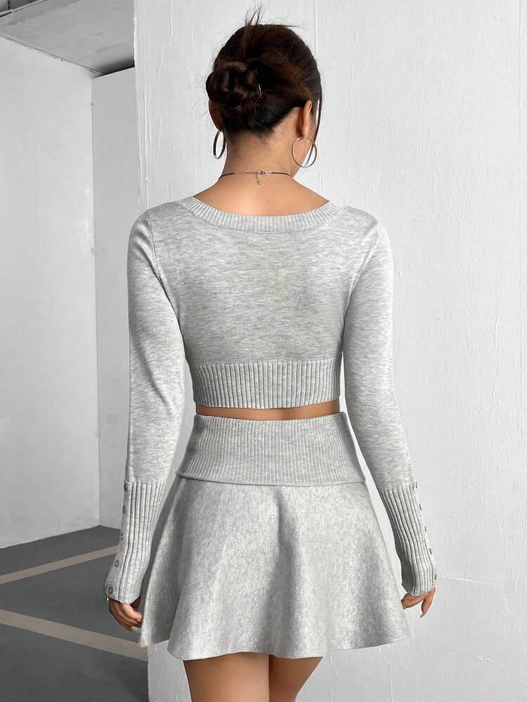 Women's Solid Color Sweater Two Piece Set Fall Cloth For Women