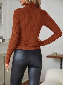 SHEIN Clasi Camiseta Acanalada Con Cuello Vuelto